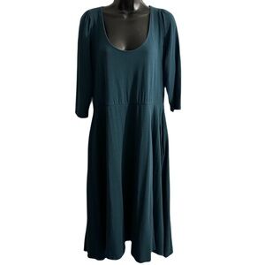 Ava & Viv X teal cotton blend 3/4 sleeve scoop neck stretch full skirt …